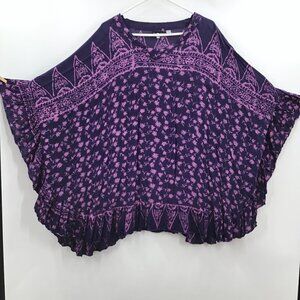 Handmade Vintage Women's 3X 4X 5X Floral Purple Tunic Lagenlook Ruffles Boho